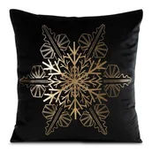 Pozostałe akcesoria świąteczne - Poszewka świąteczna Joy 45 x 45 cm śnieżynka czarno-złoty - miniaturka - grafika 1
