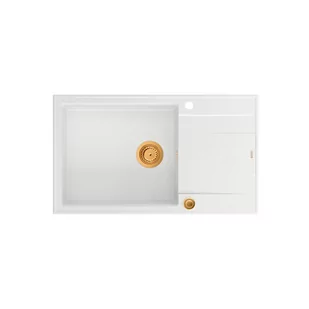 QUADRON Zlewozmywak EVAN 136 XL  biały, elementy miedziane, k.pneum. HCQE58650U1_PVDC1_P2O- - Zlewozmywaki - miniaturka - grafika 1