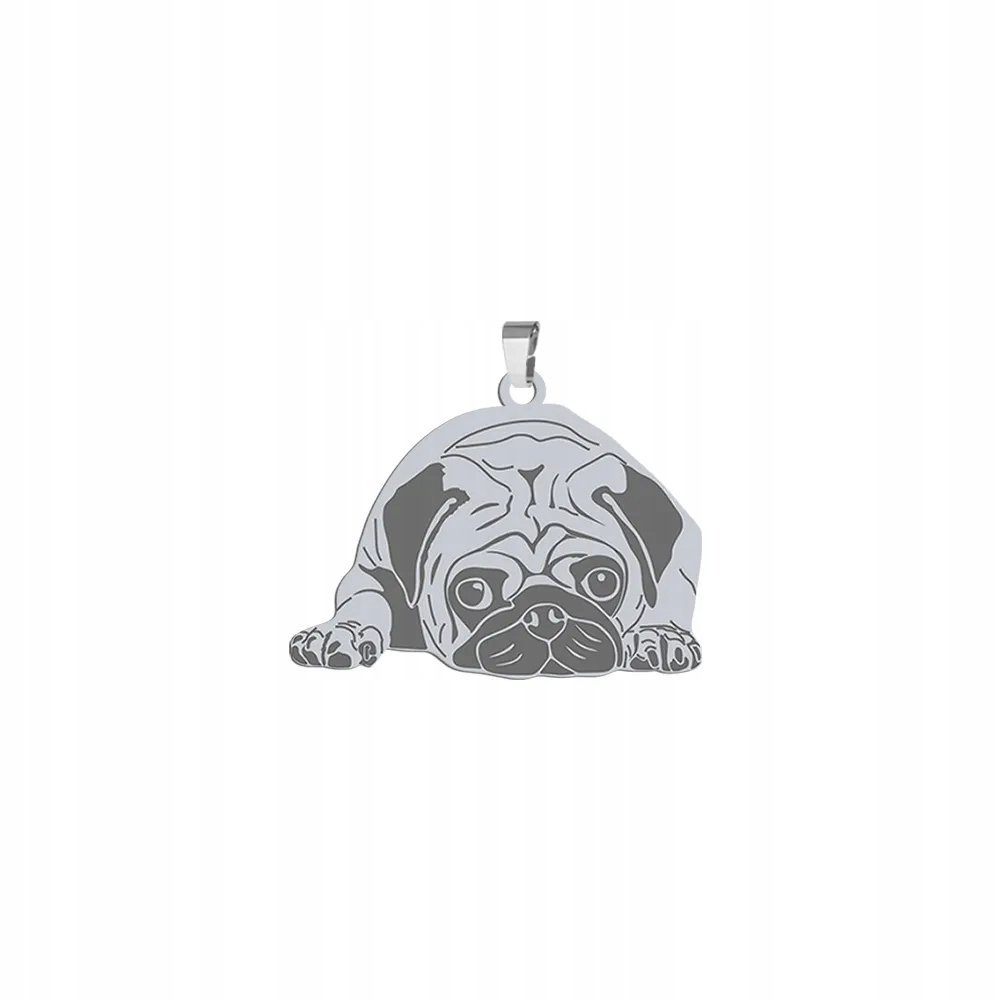 Zawieszka Srebrna z psem Mops Pug 925 Biżuteria na Prezent Kobieta GRAWER