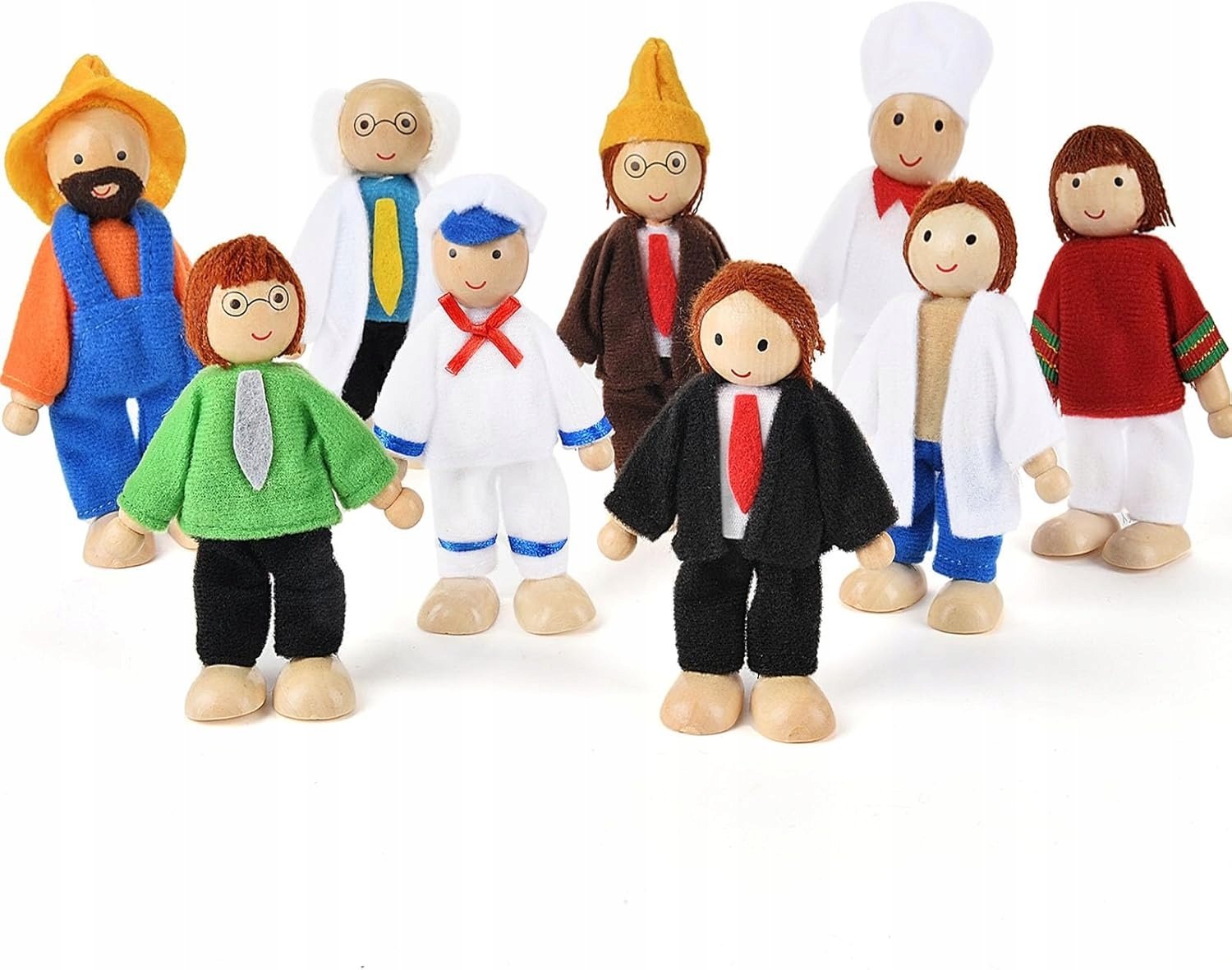 Rodzinka Drewniana Zestaw 9 Sztuk Idealny Komplet Domek Dla Lalek