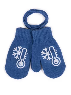Rękawiczki dla dzieci - Rękawiczki Chłopięce Jednopalczaste Ze Sznurkiem Niebieskie Ze Śnieżynką 12 Cm Yoclub - grafika 1