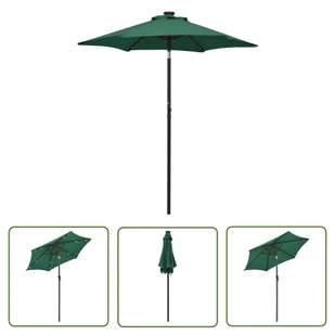 The Living Store Parasol ogrodowy z LED - zielony - 200x211 cm - aluminium - Parasol Ogrodowy - Parasole ogrodowe - miniaturka - grafika 1