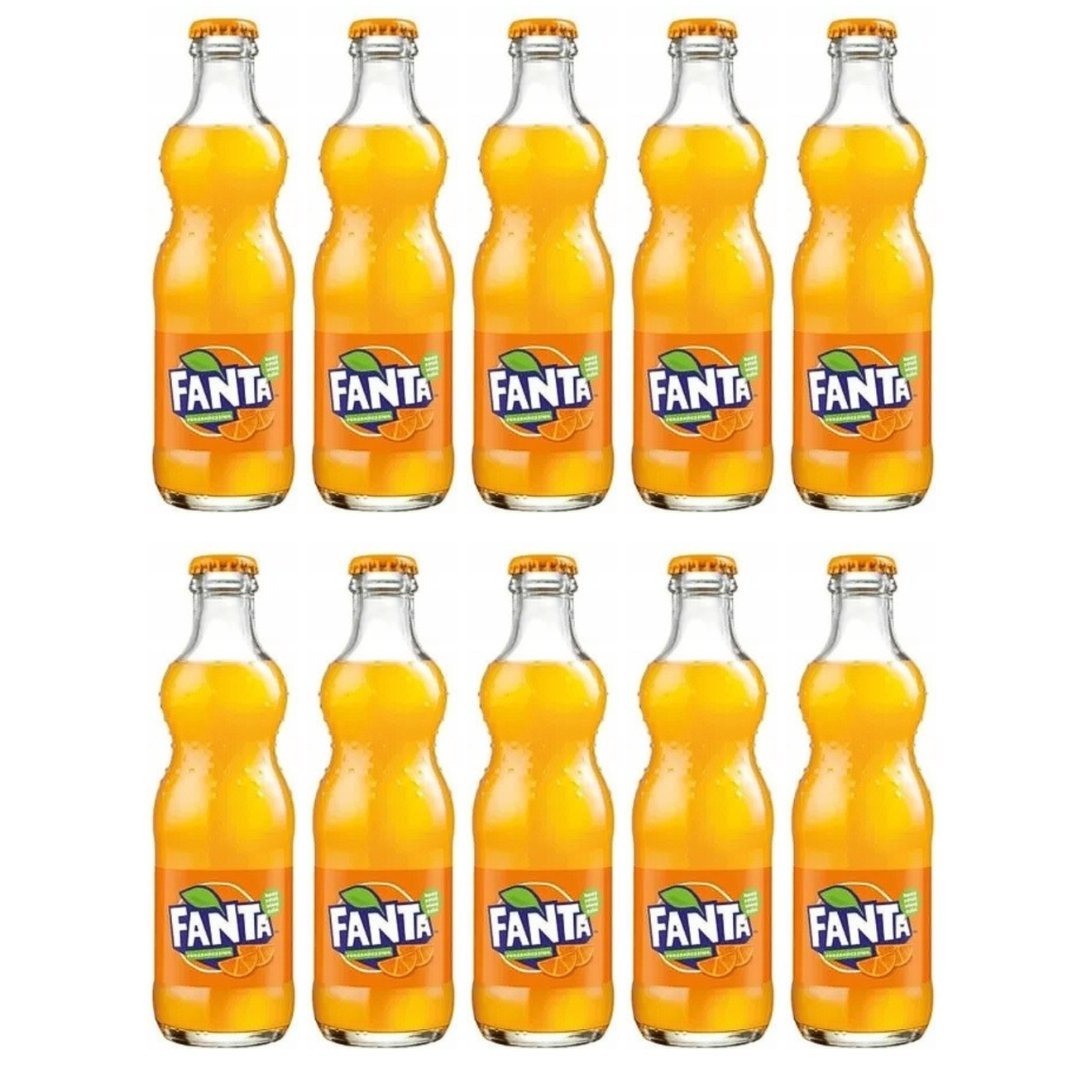 Fanta Napój Gazowany Pomarańczowy 10x250ml w Szklanych Butelkach - Orzeźwienie z Cytrusową Świeżością
