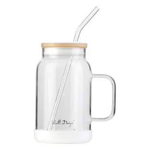 Słoik ze słomką VIALLI DESIGN Fuori 600 ml Biały - Pojemniki kuchenne - miniaturka - grafika 1