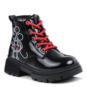 Buty dla dziewczynek - Buty zimowe ocieplane dziewczęce Wojtyłko 26096 czarne lakierowane botki-23 - miniaturka - grafika 1