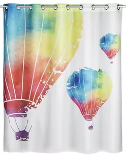 Wenko Antybakteryjna poliestrowa zasłonka prysznicowa Air Comfort Flex 180x200 cm z nadrukiem balonów możliwość prania marka B07C56Y41V - Zasłony prysznicowe - miniaturka - grafika 1