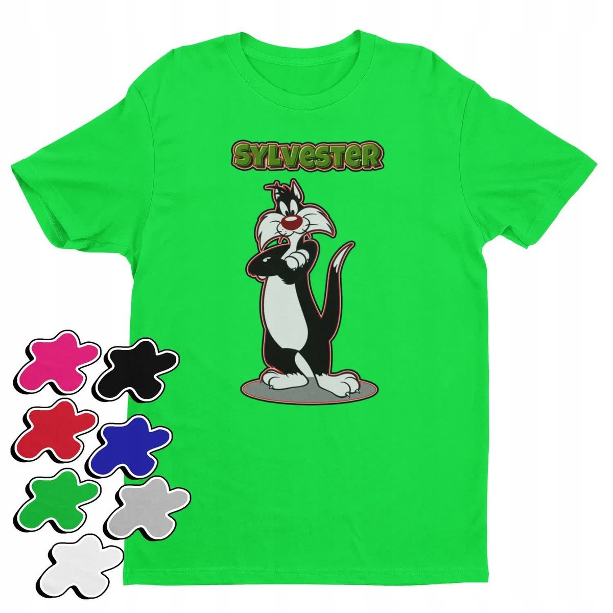 Koszulka T-Shirt Dziecięca Z Nadrukiem Looney Kot Sylwester -M 134-140