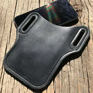 Etui na telefon uniwersalne wsuwka saszetka Alogy skórzane kabura na pasek futerał pokrowiec Black - Etui i futerały do telefonów - miniaturka - grafika 4