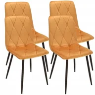 Krzesła - Krzesło tapicerowane, pikowane, welur, zestaw 4 krzeseł, 44x52x89 cm, musztardowy - miniaturka - grafika 1
