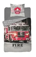 Pościel dla dzieci - Detexpol Pościel bawełniana 160x200 Straż Pożarna 3629 A wóz strażacki szara czerwona 0173 Fire brigade protection młodzieżowa ochrona przeciwpożarowa Holland Collection - miniaturka - grafika 1