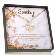 Naszyjniki - Złoty 925 Naszyjnik dla Siostry Serce Dedykacja Prezent - miniaturka - grafika 1