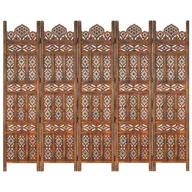 Parawany - vidaXL vidaXL Parawan 5-panelowy, rzeźbiony, brąz, 200x165 cm, drewno mango - miniaturka - grafika 1