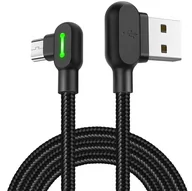 Kable komputerowe i do monitorów - Mcdodo Kabel USB  Mcdodo Button Szybki Kabel Kątowy 90 LED micro USB 0,5m czarny 74611 - miniaturka - grafika 1