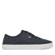 Sneakersy damskie - Sneakersy Tommy Hilfiger Washed Canvas Vulc Sneaker FW0FW08894 Granatowy - miniaturka - grafika 1