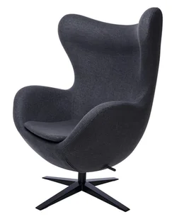King Home Fotel EGG SZEROKI BLACK ciemny szary.27 - wełna, podstawa czarna HE-066.D.GREY.27.B [9820188] - Fotele - miniaturka - grafika 1