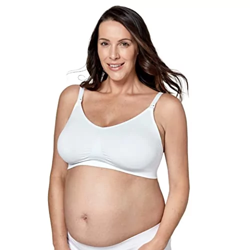 Medela Keep Cool Ultra biustonosz | Bezszwowy biustonosz ciążowy i karmienia z materiału Soft Touch z 6 strefami oddychania i dodatkowym wsparciem, biały, L