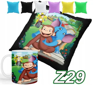 ZESTAW KUBEK + POSZEWKA Z NADRUKIEM CIEKAWSKI GEORGE MAŁPKA + IMIĘ - Gadżety dla niej i dla niego - miniaturka - grafika 1