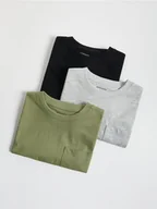 Bluzki dla chłopców - Reserved - Bawełniany longsleeve 3 pack - oliwkowy - miniaturka - grafika 1
