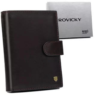 Portfele - Skórzany portfel męski na karty z systemem RFID Protect— Rovicky - grafika 1