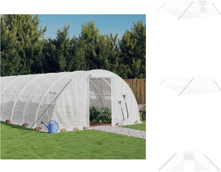 vidaXL Szklarnia z ramą stalową biała 56 m² 14x4x2 m - Szklarnie