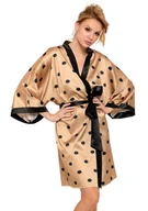 Piżamy damskie - Złoto-czarny szlafrok w grochy PIGEON M - miniaturka - grafika 1