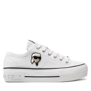 Trampki damskie - Trampki KARL LAGERFELD KL60424 White Canvas 911 - grafika 1