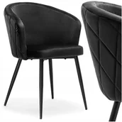 Krzesła - Krzesło Welurowe Czarne Tapicerowane Velvet Loft Metalowe Do Jadalni Biura - miniaturka - grafika 1