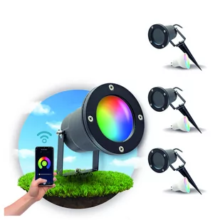 ZESTAW 3x Lampa wbijana PORTO wodoodporna + 3x żarówka LED SMART GU10 WIFI - Lampy ogrodowe - miniaturka - grafika 1