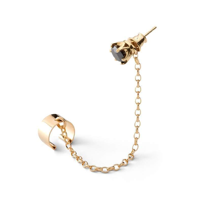 Kolczyk nausznica diament syntentyczny 6mm, srebro 925 : Srebro - kolor pokrycia - Pokrycie żółtym 18K złotem