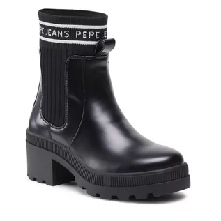 Botki damskie - Pepe Jeans Botki Coventry Chelsea PLS50443 Black 999 - grafika 1