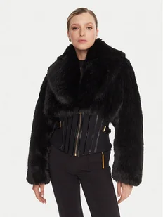 Elisabetta Franchi Futro GB-05A-57E2-V980 Czarny Regular Fit - Płaszcze damskie - miniaturka - grafika 1