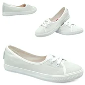 Trampki damskie - Trampki Damskie Sportowe Lee Cooper Baleriny Białe niskie wygodne modne 41 - miniaturka - grafika 1