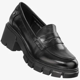 Mokasyny Damskie Buty Eleganckie Półbuty Czarne Potocki 24-2-12401BKPU Czarny 38 - Mokasyny damskie - miniaturka - grafika 1