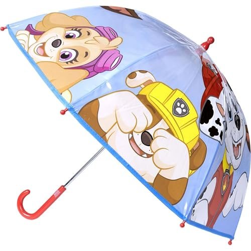 CERDÁ LIFE'S LITTLE MOMENTS Parasol dla dzieci z motywem Psiego Patrolu, kolorowego wzornictwa firmy Chase, Marshall i Skye – odporny na wiatr parasol dziecięcy z bezpiecznym otworem na rękę i