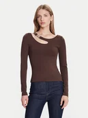 Bluzki damskie - Guess Bluzka W5BP18 KC7M2 Brązowy Slim Fit - miniaturka - grafika 1