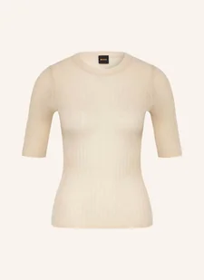 Boss Dzianinowa Koszulka Fennina beige - BOSS - Swetry damskie - miniaturka - grafika 1