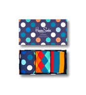 Skarpetki męskie - Happy Socks 3-Pack Classic Mix Gift Box, kolorowe i zabawne, Skarpetki dla kobiet i mężczyzn, Niebieski-Biały-Czerwony-Zielony-Turkus-Pomarańczowy (36-40) - miniaturka - grafika 1