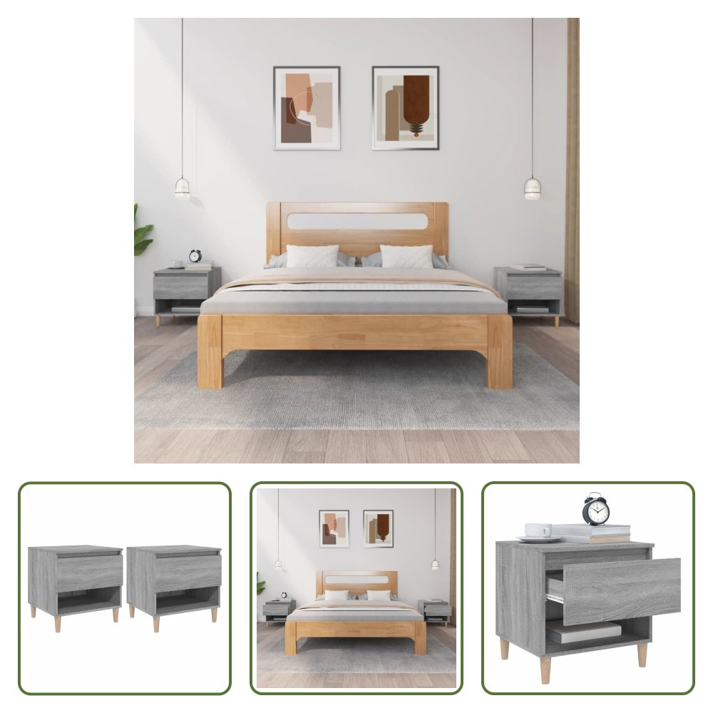 The Living Store Szafki nocne 2 szt. Szara Sonoma 50x46x50 cm Materiał drewnopochodny