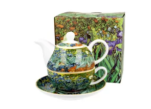 Dzbanek do herbaty porcelanowy z filiżanką i spodkiem DUO Irises Vincent Van Gogh 350 ml - Zaparzacze i kawiarki - miniaturka - grafika 1