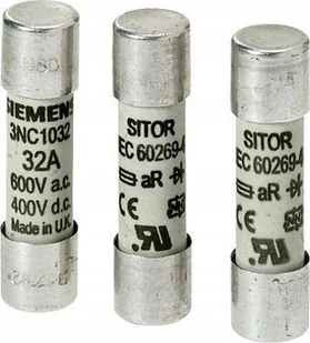 Siemens Wkładka topikowa SITOR cylindryczna 20A aR 600VAC / 400VDC 3NC1020 3NC1020 - Bezpieczniki elektryczne - miniaturka - grafika 1