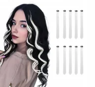 Ozdoby do włosów - PASEMKA CLIP-IN BIAŁE zestaw 10 sztuk 55 cm włosy na spinki syntetyczne - miniaturka - grafika 1