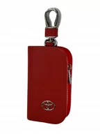 Etui na klucze - SKÓRZANE ETUI na klucze TOYOTA logo KLUCZYK samochodowy ELEGANCKI czerwony - miniaturka - grafika 1
