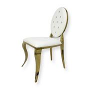 Krzesła - Krzesło Ludwik II Gold glamour White - złote krzesła pikowane kryształkami - miniaturka - grafika 1