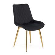 Krzesła - Krzesło czarne ze złotymi nogami DC-6020 welur - miniaturka - grafika 1