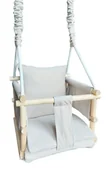 Leżaczki i huśtawki - Beżowa drewniana huśtawka dziecięca 3w1 N5-H57 - miniaturka - grafika 1