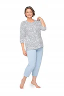 Piżamy damskie - Martel niebieska BAWEŁNIANA piżama rękaw 7/8 r. 4XL - miniaturka - grafika 1