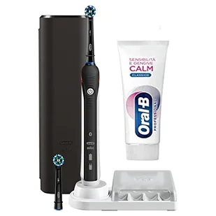 Oral-B Akumulator Elektryczna szczoteczka do zębów Smart 4 4500 CrossAction, 1 x czarny uchwyt, 3 tryby szczotkowania, 2 głowice, etui podróżne premium + pasta do zębów Oral-B Gengive Purify - Szczoteczki elektryczne - miniaturka - grafika 1