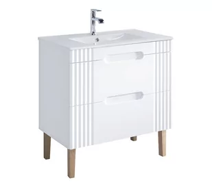 Szafka z umywalką, stojąca, Fiji, 80x46x62 cm, biały, mat - Szafki łazienkowe - miniaturka - grafika 1