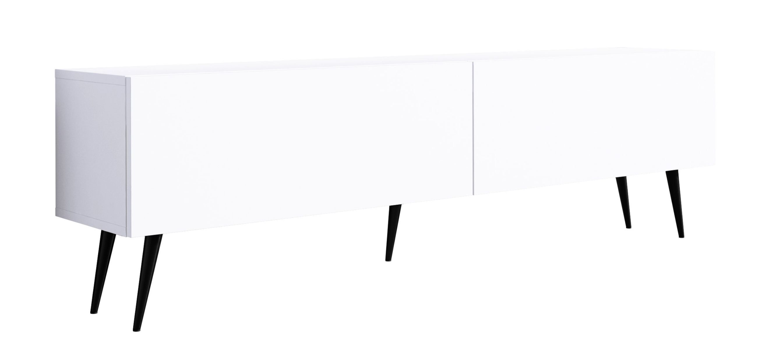 Szafka pod TV biała matowa, czarne nogi, A: szer: 170 cm, wys: 52 cm, gł: 32 cm