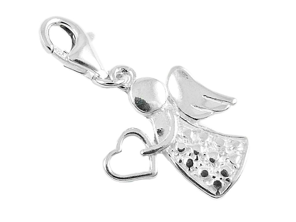 Charms srebrny anioł z sercem